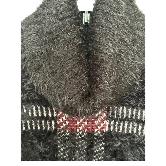 Sanctuary Women’s Fuzzy Black Red Plaid Turtleneck Sweater - Picture 4 of 4